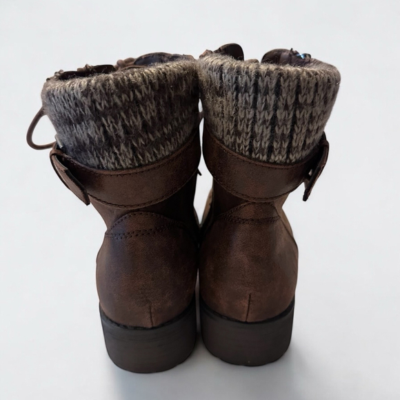 American Eagle Outfitters Brown Faux Leather Knit Top Boots Women’s Size 9 - Picture 4 of 9